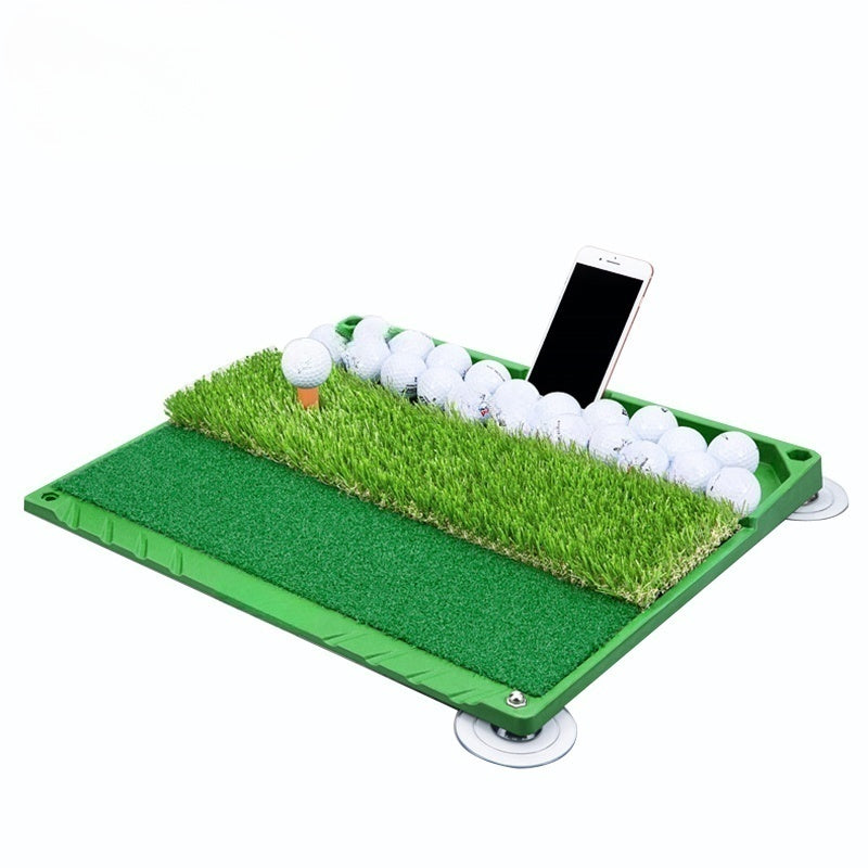 Mini Dual-Turf Hitting Mat + Ball Tray & Suction Cups